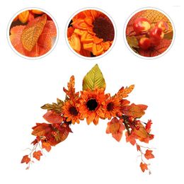 Decorative Flowers Autumn Door Hanging Thanksgiving Wreath Prop Simulated Garland Sunflower Home Decor Imitated Plastic