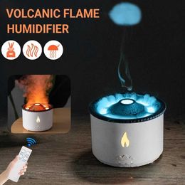 Humidifiers Volcano Flame Air Humidifier Household Ultrasonic Aromatic Diffuser 2/8h Brightening Essential Oil Aromatic Therapy Humidifier Y240422