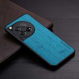 Cell Phone Cases Case for Oneplus 12 12R 5G funda bamboo wood pattern Leather phone cover Luxury coque for oneplus 12 case capa