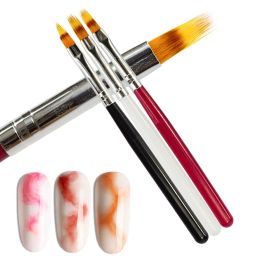 Pens 1pcs Nail Brush Pen UV Gel Gradient Bloom Nail Art Painting Wood Handle Nylon Hair Black White Red Draw Manicure Nail Tool JI285