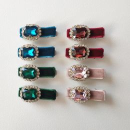 Hair Clips 8pcs/set Sweet Cute Velvet Rhinestone Clip Christmas Little Girls Headpiece Barrette Children Alligator Jewelry Gift