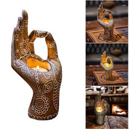 Candle Holders Creative Holder Decorative Buddhist Style Candlestick Resin Zen Hand Shaped Crafts Incense Burner For Home Accessories
