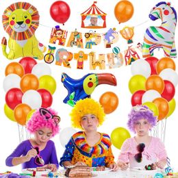 Party Decoration Carnival Circus Decorations Supplies Happy Birthday Banner Balloons For Baby Shower Clown Backdrop