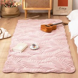 Carpet Flannel Thick Carpet Household Decor Luxurious Soft Sofa Cushion Childrens Bedroom Bedside Rugs Tatami Plush Floor Mat For Pink T240422