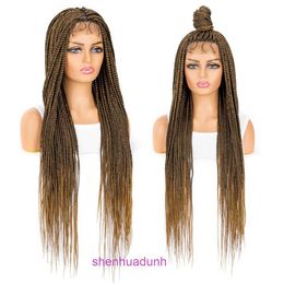 New product front lace braid wig womens new middle split long hair synthetic Fibre headband UV5U