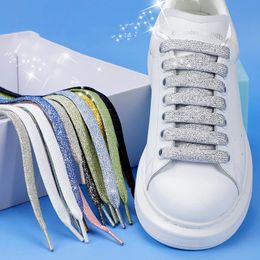 Glitter Shoelaces Colourful Gold Silver Shiny Flat Shoe laces for Athletic Running Sneakers Shoes Boot 1CM Width Shoelace Strings 240419