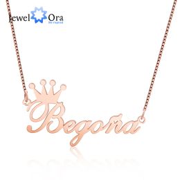 Necklaces Personalized Custom Made Nameplate with Crown Customized Letter Name Necklaces for Women Pendant Jewelry Gifts for Girlfriend