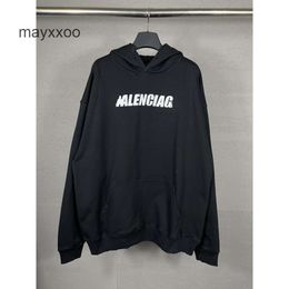 Version Adhesive Printing Long Balencigs Paris b Family Hoodies Tape Paper Letter Hoodie Unisex Loose Casual Sweater Sleeved Hooded High VOLI