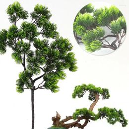 Decorative Flowers 42cm Artificial Plant Pine Branch Green Leaves Fake Plants Home Bonsai Accessories Wedding Flower Arrangement Decoration