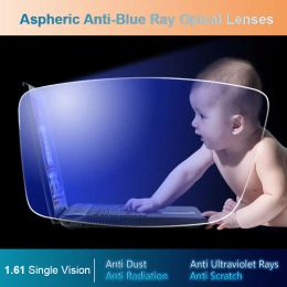 Lenses 1.61 Antiblue Ray Single Vision Aspheric Optical Lenses Prescription Spectacles Eyewear Vision Degree Lens for Eyeglasses Frame