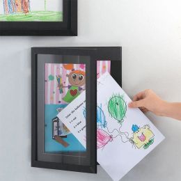 Frame Solid Wood Photo Frame Children's Art Frame Front Open Interchangeable Art Image Business License Illustration Storage Frame A4