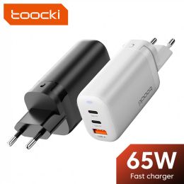 Chargers Toocki GaN 65W USB C Charger Quick Charge 4.0 Type C PD 3.0 Fast Charge For iPhone14 13 Pro MacBook Laptop Phone Chagers Adapter