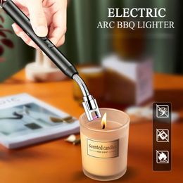 Electric Rechargeable Arc Candle Lighter with LED Battery Display Long Flexible Neck USB Lighters for Light Candles Without Gas Stoves