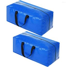 Storage Bags 2PCS Heavy Duty Extra Large Blue Moving Bag For Clothing Blanket Handles Totes Luggage Toy Organizer