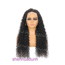 13 * 4 A+Water transparent lace headband with long curly hair natural all human wig