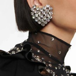 Earrings Stonefans Round Crystal Heart Clip on Earrings Wedding for Women Fashion Jewelry Rhinestone Clip Earrings No Piercing Bride Gift
