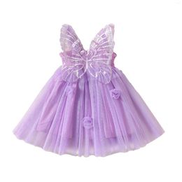 Girl Dresses 1-5Yrs Summer Girls' Princess Party Birthday Dress Back Butterfly Wings Fairy Strap Embroidered Mesh