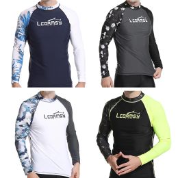 Suits Men's M6xl Fashion High Elastic Comfort Shirt Long Sleeve Surfing Swimming Top Water Sports Quickdrying Surfing Suit Upf 50+