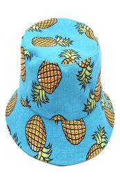 Women Men Cotton Bucket Hat Boonie Hunting Spring Summer Fishing Outdoor Beach Church Street Sunhat Caps Pineapple Patter7458267