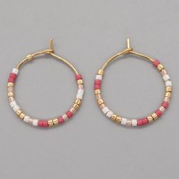 Earrings Anti Allergy Golden Plated Stainless Steel Hook Earring Summer Jewelry Gifts Women Teen Girl Miyuki Beaded Boho hoop Earrings