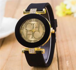 2020 Fashion Black Geneva Casual Quartz Women Watches Crystal Silicone Watches Men039s Wrist Watch7148043