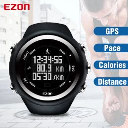 Watches Men's Digital Sport Wristwatch Gps Running Watch with Speed Pace Distance Calorie Burning Stopwatch 50m Waterproof Ezon T031