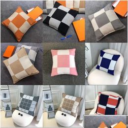 Cushion/Decorative Pillow Letter Designer Bedding Home Room Decor Pillowcase Couch Chair Sofa Orange Car Thick Cashmere Cushion Mtis Dh3Tg