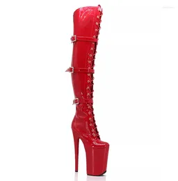 Dance Shoes LAIJIANJINXIA 20CM/8inches PU Upper Sexy Exotic High Heel Platform Party Women Boots Pole MA007