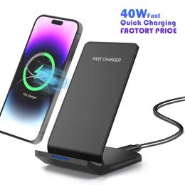 Chargers 40W Wireless Charger Stand Holder For iPhone 14 Pro Max 13 12 Plus 11 Pro XS 8 Xiaomi 9 MIX 3 Samsung S10+ S20 S21 Fast Charging