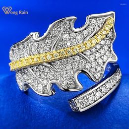 Cluster Rings Wong Rain 925 Sterling Silver Leaf Lab Sapphire Gemstone Cocktail Party Ring For Women Fine Jewelry Anniversary Gifts