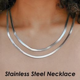 Necklaces 20 Piece Stainless Steel Snake Necklace Snake Chain Choker for Women or Men, Herringbone Necklace Gold Color Tarnish Free