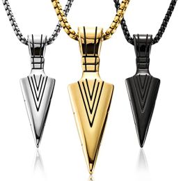 Necklaces Retro Punk Men Arrow Pendant Necklace Hip Hop Style Rock Spearpoint Arrowhead Necklace Couple Jewellery