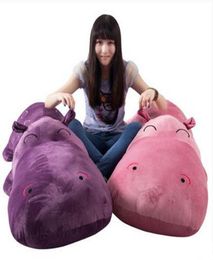 Dorimytrader Jumbo Soft Cartoon Hippos Plush Toy Cute Giant Animal Hippo Toy Pillows for Children Gift Decoration 63inch 160cm DY62366351