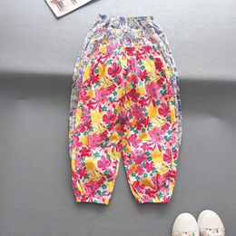 Trousers Kids Babys Lantern Summer Sweet Girls Casual Print Cool Pants Boys Retractable Feet Breathable Beach H240423