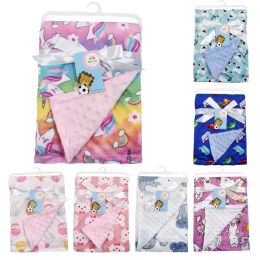 sets Newborn Baby Cartoon Unicorn Bear Print Soft Warm Blanket Infant Bedding Swaddle Diapers Thermal Fleece for Babies Size 70*100cm