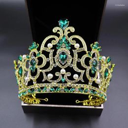 Hair Clips Baroque Luxury Crystal Large Crown Accessories Tiara For Women Party Rhinestone Bridal Jewellery Diadems Headdress
