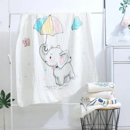 sets Baby Blanket 110x110 CM Muslin Cotton 6 Layers Thick Newborn Swaddling Autumn Baby Swaddle Bedding Elephants Receiving blanket