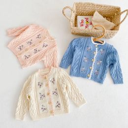 Sweaters 024M Newborn Kid Baby Boys Girls Clothes Autumn Winter Warm Floral Sweater Cardigan Cute Knit Coat Knitwear Children Sweater