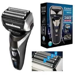 Kemei 8150 Wet Dry 3 Speed Rechargeable Electric Shaver For Men Beard Razor Facial Shaving Machine 4-Blade System 240420