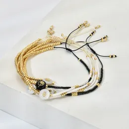 Charm Bracelets Boho Miyuki White Shells Black Beads Lucky Bracelet Women Men Girls Star Jewelry Brazaletes Female Korea Style