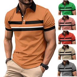 2024 new cross-border men's casual POLO shirt lapel button business digital print top