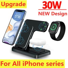 Chargers 30W 3 In 1 Wireless Charger Stand For iPhone 14 13 12 11 XS XR X 8 Fast Charging Dock Station for Apple Watch 8 7 Airpods Pro