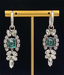 Luxury Gem Letter Charm Earrings Dinner Party Show Eardrops Ladies Emerald Crystal Pendant Studs With Gift Box17766581741013