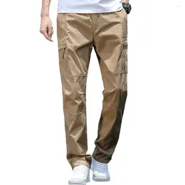 Men's Pants Men Cargo Loose Multi Zippered Pockets Wide Leg Straight High Waist Plus Size Traning Sweatpants Outdoor Long Trousers