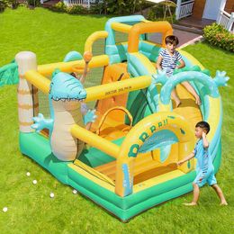 Crocodile Inflatable Castle Bounce House Bouncer Slide Combo For Kids' Parties Backyard Entertainment Portable Jumping Jumper with Slide Indoor Toys Yard Game Play