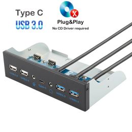 Cards 5.25" Optical Drive Front Panel PC USB Type c HUB Auido Mic Connector Adapter Plug play Cable for Desktop Chassis Computer Case