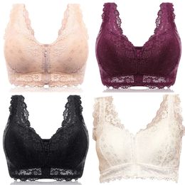 Vest Female Front Zipper Push Up Bra Full Cup Sexy Lace Bras for Women Bralette Top Plus Size Seamless Wireless Gather Brassiere 220511 s lette ssiere