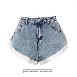 Jeans femminile increspato di pantaloni patchwork grandi per il 2024 Schificazione alla moda estiva coreana Short in denim sciolti