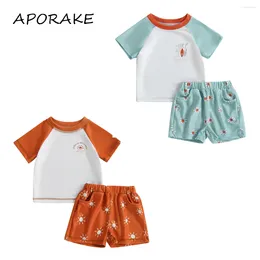 Clothing Sets 2024 0-3Y Toddler Baby Two Piece Swimsuits Short Sleeve Letter Print Patchwork Tops Shorts Set Swimwear Bathing Suit Beachwear
