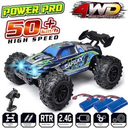 Electric/RC Car RC Cars Off Road 4x4 with LED Headlight 1/16 Scale Rock Crawler 4WD 2.4G 50KM High Speed Drift Remote Control Monster Truck Toys T240422